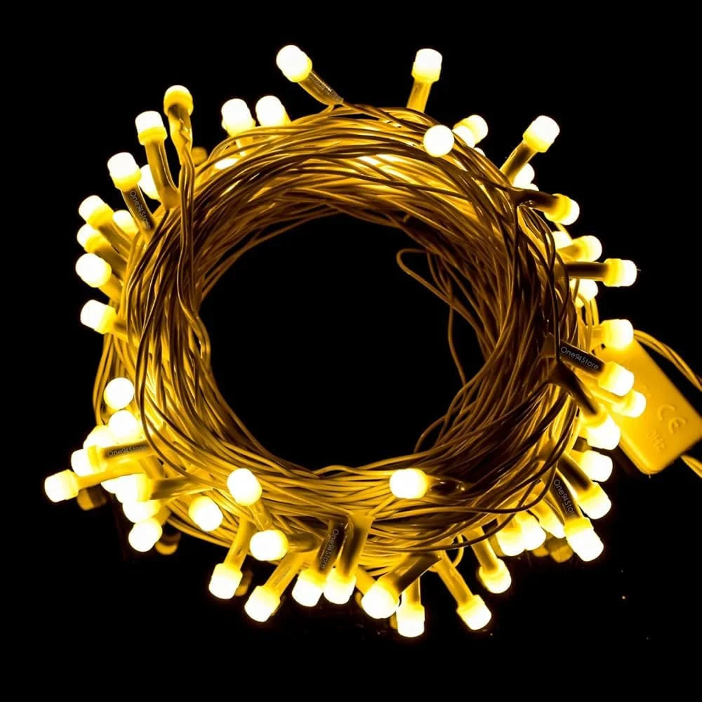 ( Pack Of 10) 15 Meter Led 8MM Warm White String Light Ladi