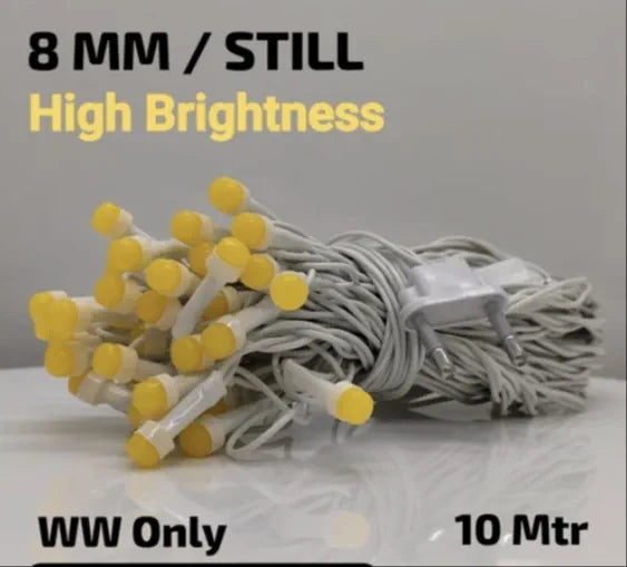 ( Pack Of 10) 15 Meter Led 8MM Warm White String Light Ladi